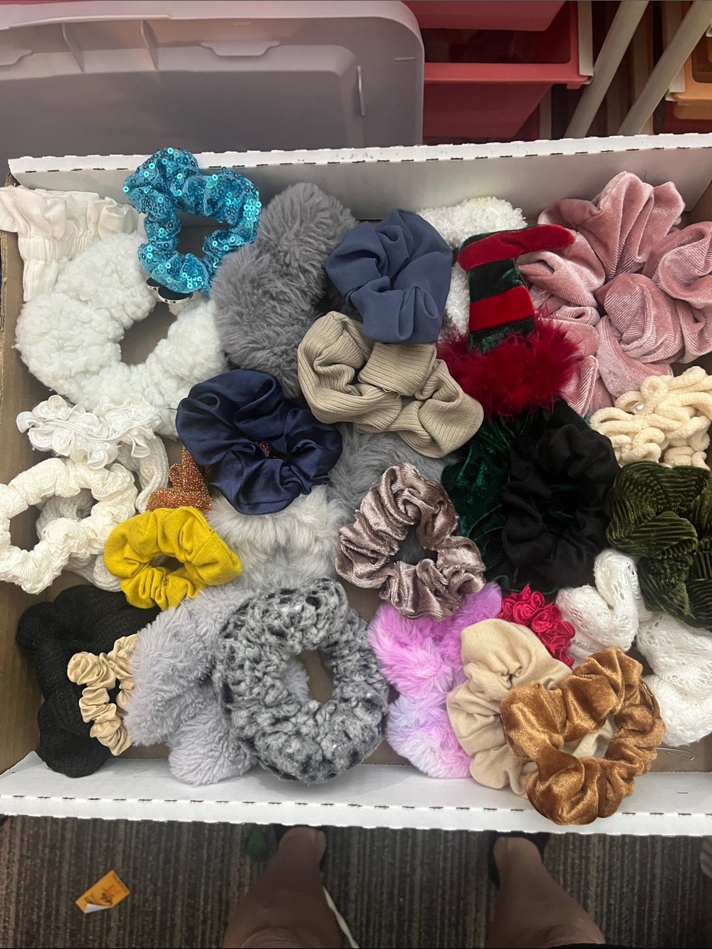 Kids Assorted Velvet and Fuzzy Scrunchie Pack - Multicolor 30pc Lot 055
